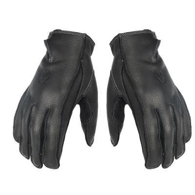 China Touch Screen New Arrival Hand Protection Black Buckskin Motorcycle Leather Gloves For Riding Running for sale