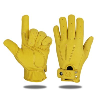 China High Quality Racing Motorbike Buckskin Touch Screen Motorcycle Racing Full Leather Gloves for sale