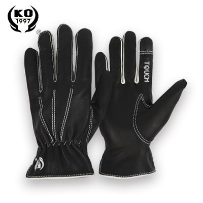 China Fashion Sports Fitness Winter Waterproof Lether Touch Screen Driving Fetal Cow Leather Gloves for sale