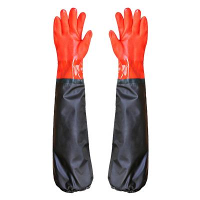 China Good Quality Durable PVC Fleece Gloves Waterproof Long Protective Work Gloves for sale