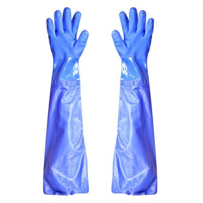 China Durable Top Selling PVC Fleece Gloves Waterproof Long Protective Work Gloves for sale