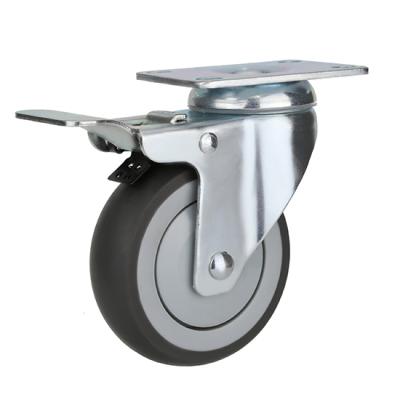 China Brake Brake 3 Inch 4 Inch 5 Inch Swivel Caster Tray Wheel TPR Tool Plastic Medical Caster Wheel Ball Bearing Shop Stools for sale