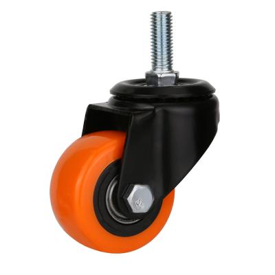 China Orange PIVOT Screw Swivel Mute PU Supporting Universal Wheel Roller Workbench Brakes Swivel Caster Wheels Light Duty Casters for sale