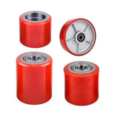 China 7 Inch Reach Trucks Double Ball Bearing Oil Forklift Parts Poline Polyurethane Cast Iron Trolley Wheels Organic Caster From Manufacturer 500kgs for sale