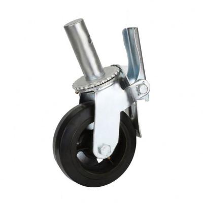 China Modern 6 Inch 8 Inch Iron Core PU Wheel Swivel Rod With Heavy Duty Metal Brake Scaffolding Casters Wheels for sale