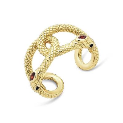 China Gemnel INS Gold Fashion CLASSIC Hot Brass Diamonds Latest Waterproof And Indelible Jewelry Snake Lock Ring For Woman And Man for sale