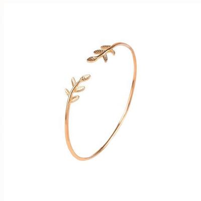 China TRENDY Women Brass Jewelry Fashion Gemnel Olive Leaf Gold Filled Bracelet Wholesale for sale