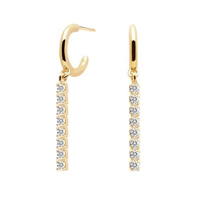 China Wholesale BOHEMIA Gemnel Jewelry Women Brass Gold Plated Half Circle Gemstone Bar Drop Earrings for sale