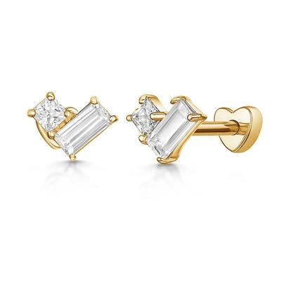 China Gemnel Temperament Barbell Abstract Wand Crystal Soft Stud Earrings Latest Korea 18K Gold Brass CLASSIC Style For Lady for sale