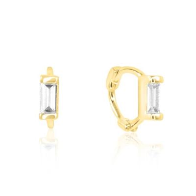 China New Design BOHEMIA Gemnel Jewelry 14k Gold Brass Tiny Baguette Crystals Huggie Earrings for sale