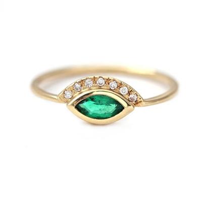 China Gemnel 2021 green gold CLASSIC brass jewelry fashion ring with chic diamond half pearl halo ring for sale