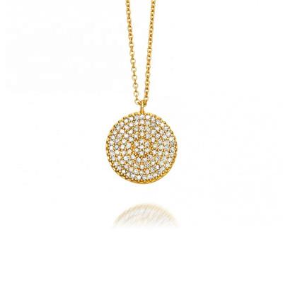 China High Quality BOHEMIA Gemnel Fashion Jewelry Pave Crystals Disc Pendant Necklace for sale