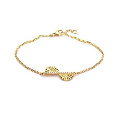 China BOHEMIA Gemnel New Design Jewelry Brass Gold Plated Fan Leaf Bracelet For Women for sale