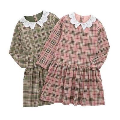 China New Fashion Regular Spring And Autumn Child 5 Year Old Girls Lattice Loose Vintage Dresses for sale