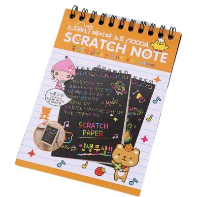 China Hot Selling Rainbow Scratch Art Kids Cartoon Graffiti Paper Scratch Card with Bamboo Sticks Rainbow Scratch Paper Note 10*14CM for sale