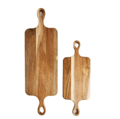 China Sustainable Acacia Wood Cutting Board With Two Way Handle Cheese Wood Board for sale