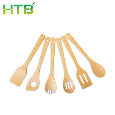 China Sustainable High Quality Organic Natural Bamboo Camping Cooking Tools Kitchen Utensil Set for sale