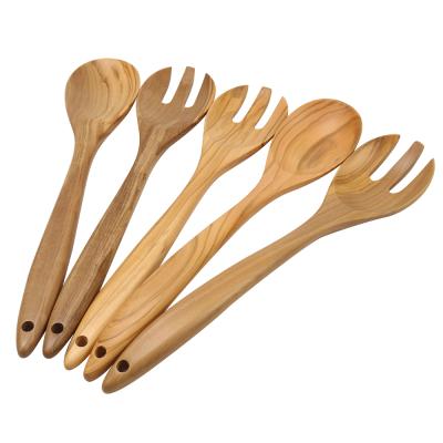 China Sustainable Premium Smooth Olive Acacia Wood Kitchen Utensils Set Cooking Tools Accessories Spoon Spatula for sale