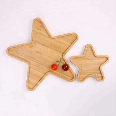 China Wholesale Viable Star Shaped Bamboo Dish Beautiful Wooden Dish For Fruit Dessert Cheese Serving Platter for sale