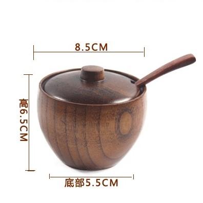 China CLASSIC Certificated Japanese Style Round Spice Jar With Wooden Lid Set With Spoons for sale