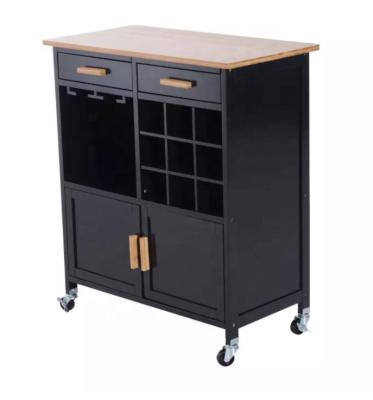 China Eco-friendly Multifunctional Modern Furniture Kitchen Rolling Storage Cabinet Wooden Island Restaurant Dining Wheeled Trolley Cart Per Serving for sale