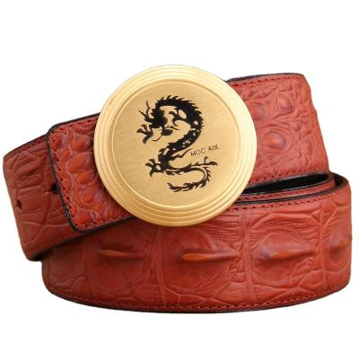 China Wholesale Leather Top Grain Brand New Style Around Slip Buckle Men's Business Leather Belt Top Grain Belt for sale