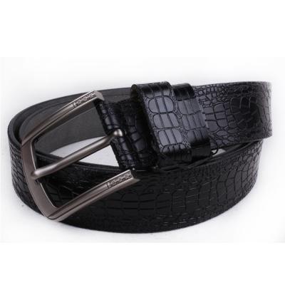 China New Pin Buckle Genuine Leather Men's Leather Belt Embossed Cow Leather Belt for sale