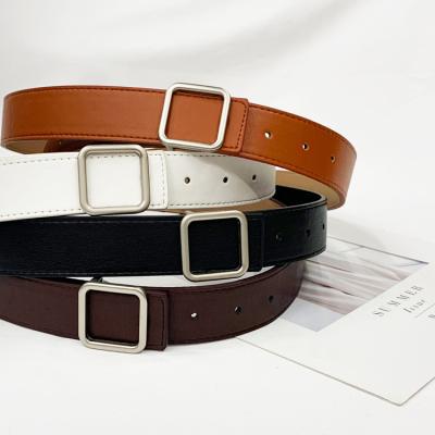 China PU leather belt news simple wild PU leather belt square women hired buckle belt for sale