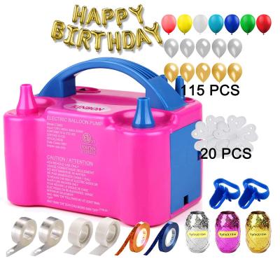 China Gift Toy 160 Pcs Balloon Electric Air Balloon Pump Double Spout Electric Balloon Portable Electric Blower Pump for sale