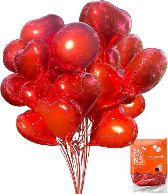 China Light Red Decoration Heart Foil Balloons Round Metallic Mylar Shiny Helium Balloons For Baby Shower Wedding Party Decoration for sale