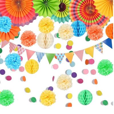 China New Arrival Party Backdrop Paper Poms Paper Fans and Garland Honeycomb Balls Party Decoration Paper Kit for sale