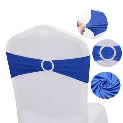 China Wholesale Polyester Bow Rhinestone Buckles Chair Sash For Wedding Banquet Party Event Decoration Chair Sashes for sale