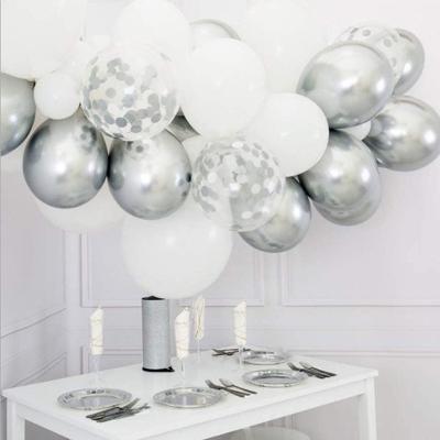 China Party Decoration Amazon Wedding Hot Arch Silver Latex Balloon and Silver Confetti Balloon Set for sale