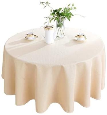 China Round Linen Waterproof Tablecloth 60 Inch Waterproof And Stain Resistant Dark Beige Color Table Cloth For Dining Room for sale