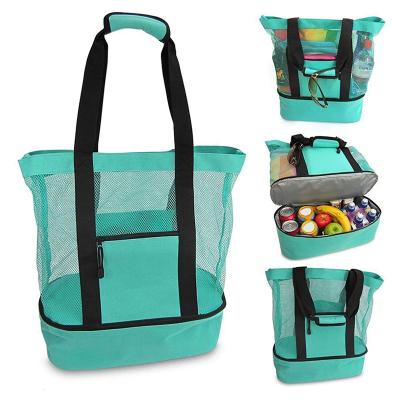 China Large Capacity Cooler Bag Mesh Beach Tote Bag Insulated Waterproof Beach Beer Bag Cooler Bag for sale