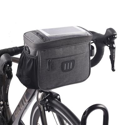 China Water Proof Touch Screen Phone Holder Handlebar Storage Basket Bag Mountain Cycling Front Frame Bag for sale