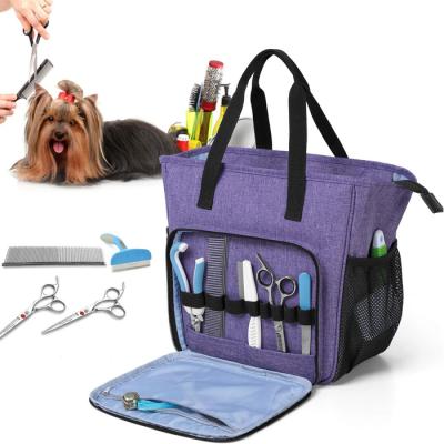 China Cosmetic Organizer Pet Grooming Tote Tool Kit Bag Viable Pet Bag Supplies Dog Wash Shampoo Accessories for sale