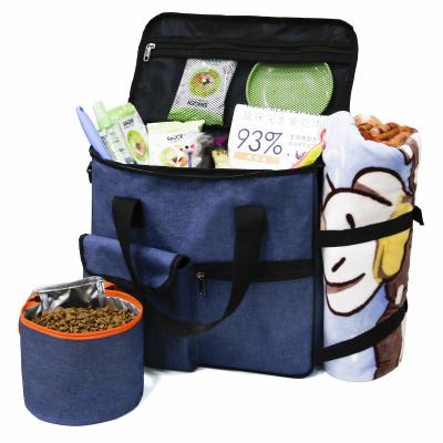 China Luxury Airline Stocked Approved Pet Travel Tote Bag Organizer for Accessories Dog Food Travel Bag for sale