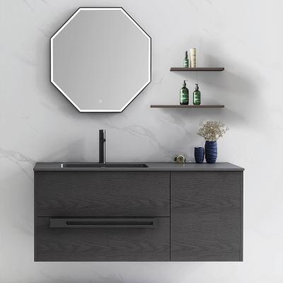 China Modern Simple Wall Mounted Drawer Cabinet Melamine Finished Plywood Bathroom Vanity With Mirror for sale