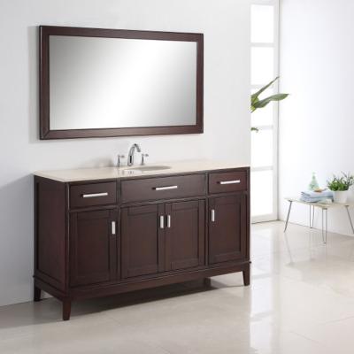 China Transitional Transitional Range Solid Wood Painted Single Sink Bathroom Cabinets Free Design Large Storage for sale