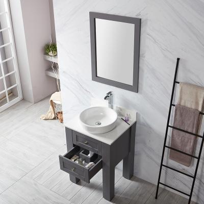 China Modern Gray Painting Hotel Cabinet Home Solid Wood Floor Standing Bathroom Vanities For Wholesale for sale