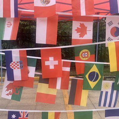 China Health Care Institute World Cup 2022 String Flag All Country Qatar Polyester Bunting For Party Football Game for sale