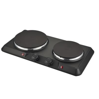 China Hotel 2250W Double Electric Hot Plates for Cooking Portable Electric Stove with 2 Cast Iron Rings with Thermostat 202-D308 for sale