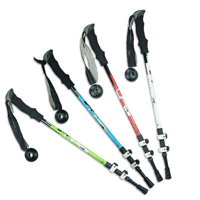 China Custom 3 Section Adjustable Length Telescopic Canes Aluminum Alloy Folding Outdoor Hiking Stick 7075 for sale