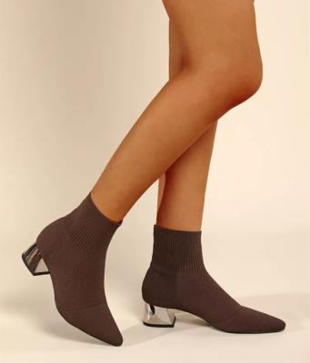 China Custom Made Fashion Trend Manufacturers Winter Fashion Pointed Toe Elastic Sock Boots Female High Heels Sexy Ankle Boots for sale