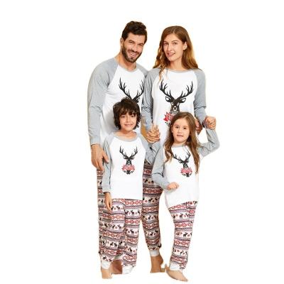 China Autumn Two Piece Pajamas Mom and Kids Breathable Causal Printed Children and Mom Lounge Wear Christmas Family Sleepwear for sale