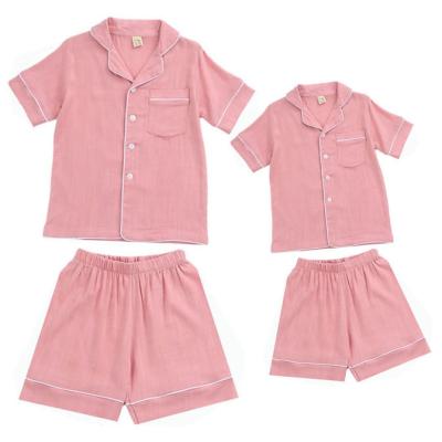 China Mom And Daughter Loungewear Family Cotton Canvas Sleepwear Viable Empty Matching Kids Shirt Shorts Pj 2Pcs Set Cozy Mommy And Me Pajamas for sale