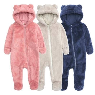 China Newborn Animal Bear Baby Clothes Polyester/Fleece Cotton Design Baby Overalls Cute Hooded Infant Clothing Rompers for sale