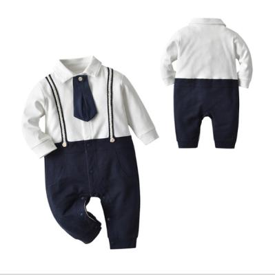 China Polyester/Cotton Baby Outfits Fall Sleeve Baby Clothes Rompers Long Bow Tie Newborn Shirt Button Out Baby Onesie For 0-2 Years for sale