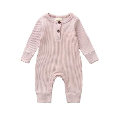 China Polyester/Cotton Baby Clothes Onsie Girls Rompers Ribbed Label Crewneck Kids Overalls Custom One-Piece Long Sleeve Outfits for sale